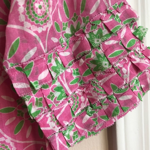 Lilly Pulitzer Silk Blend Pink and Green Short Sleeve Dress Size 0 - Picture 4 of 13